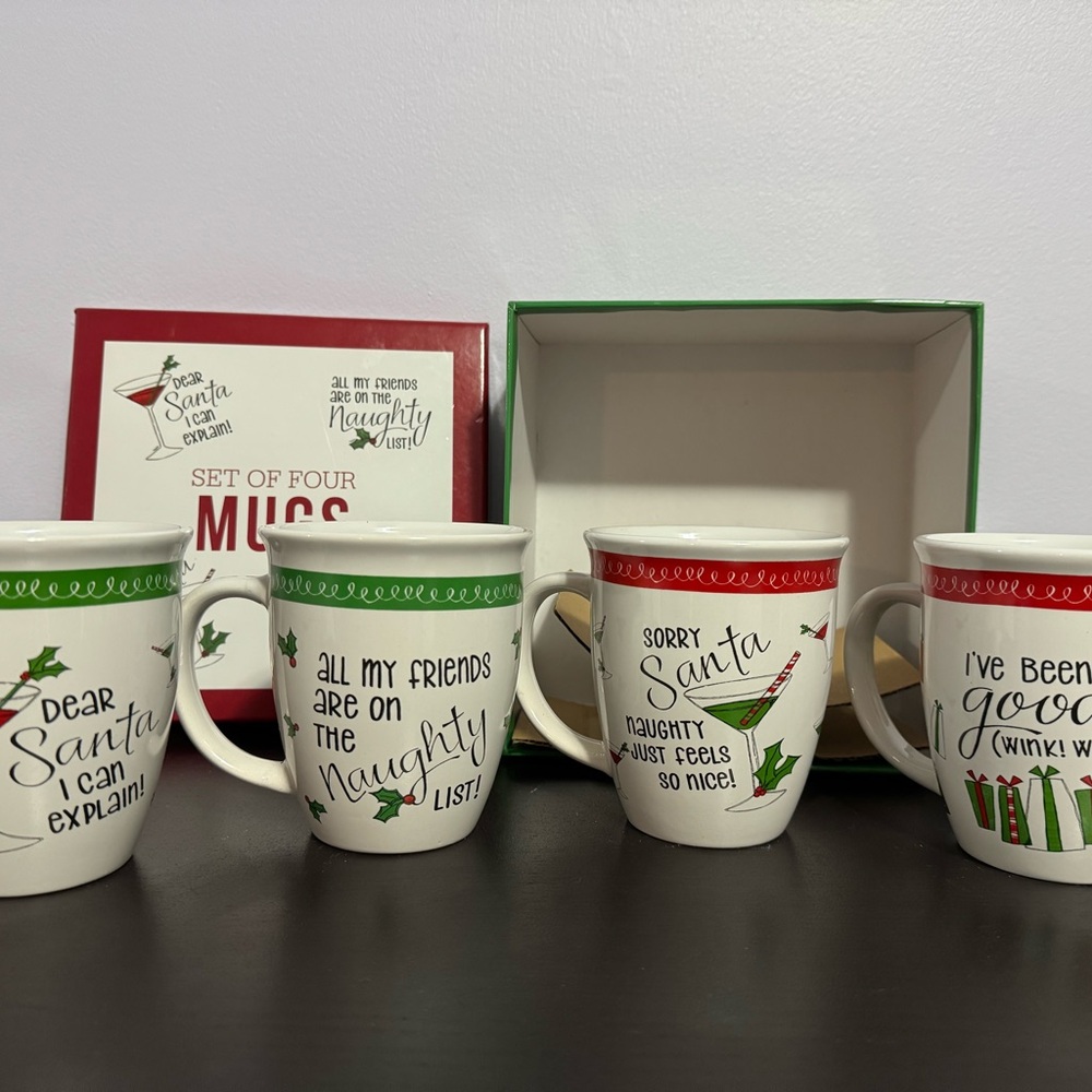 Holiday Cheer Mug Set - Green and Red
